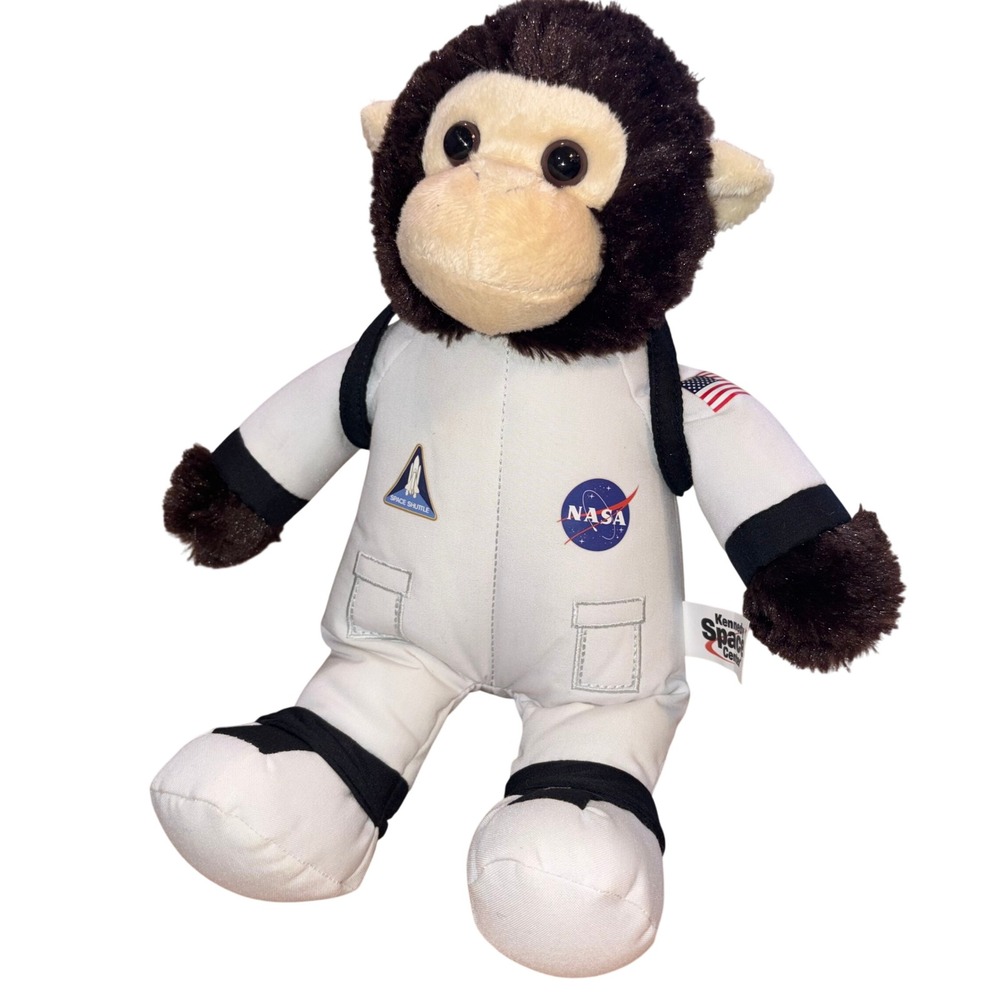 NASA Astronaut Monkey Plush Stuffed Animal Kennedy Space Center 12" White Aurora